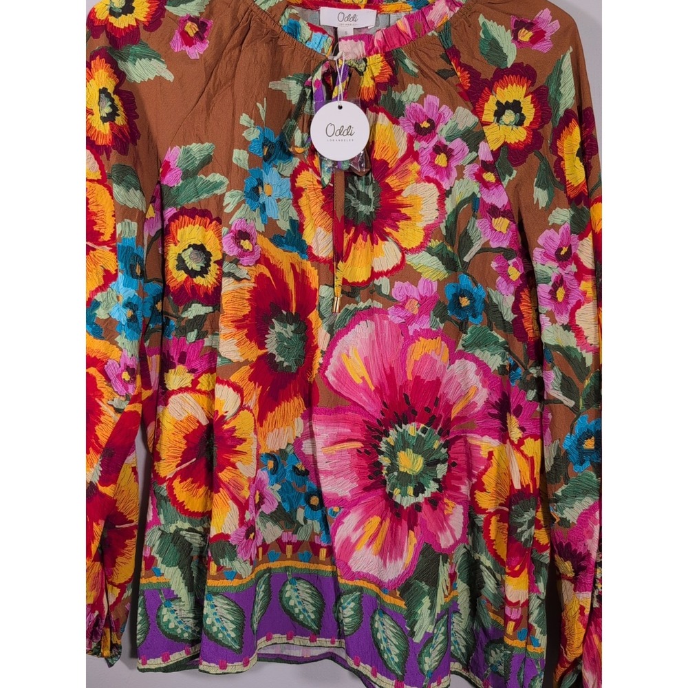 Oddi Womens‎ Blouse Size Medium Floral Print Boho New